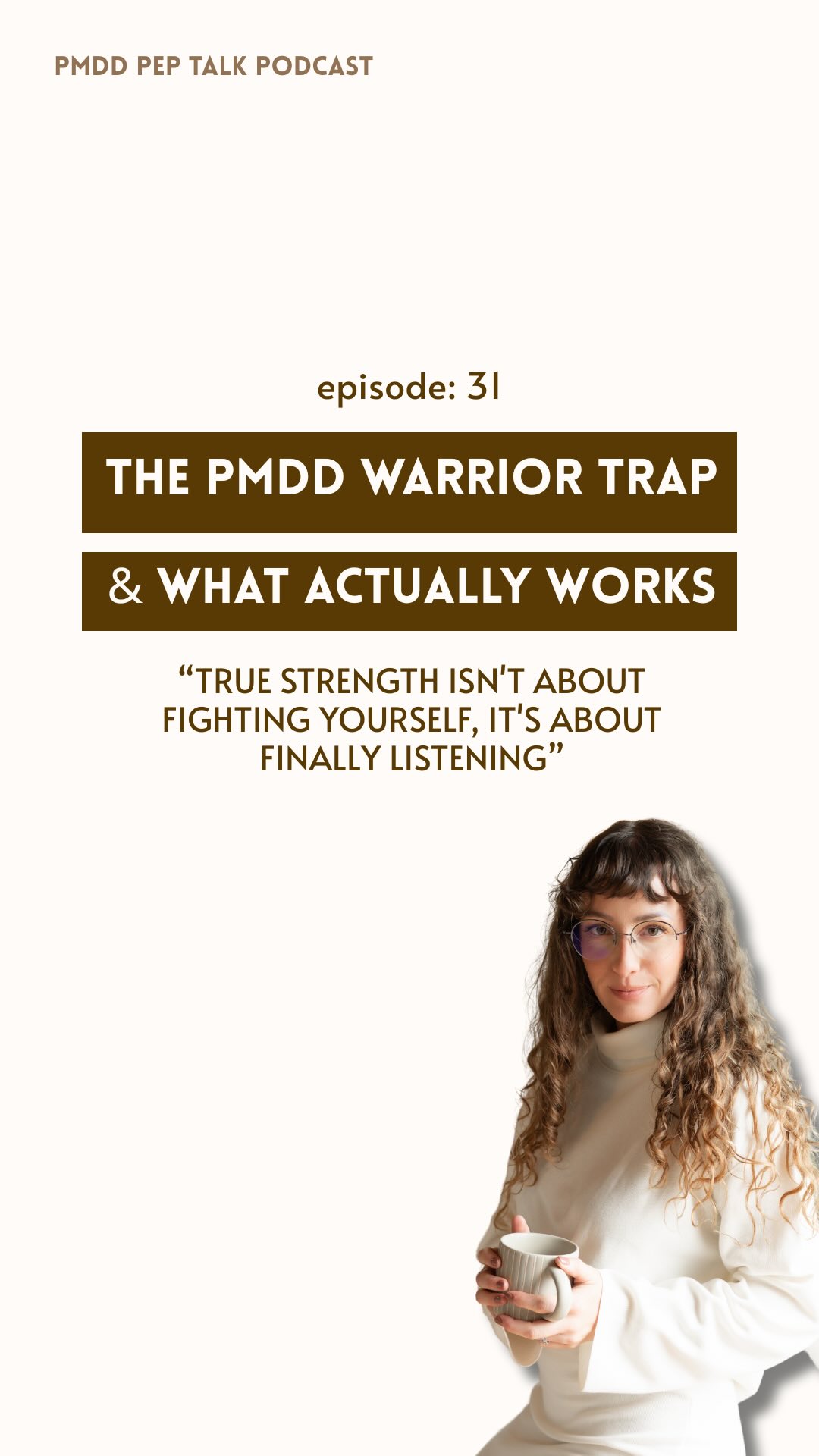 Ready to stop fighting yourself and start actually healing?

In this week’s PMDD Pep Talk, I’m unpacking something that might ruffle some feathers: the “PMDD warrior” mentality that’s everywhere in our community.

I get why it feels empowering – when you’ve been dismissed and gaslit, claiming warrior status feels like taking your power back. But here’s the truth: you can’t win a war against yourself.

Your body isn’t the enemy. Your symptoms aren’t something to defeat.

They’re communication – and the more you fight, the more your body fights back.

In this episode, we’re exploring:

✨ Why battle language keeps your nervous system in chronic fight mode
✨ The difference between advocating for yourself and being at war with your body

✨ How to shift from warrior to witness (and why this changes everything)

✨ Practical reframes that actually support healing
This isn’t toxic positivity – it’s about witnessing your pain while choosing a relationship with your body that doesn’t add another layer of suffering on top of what you’re already experiencing.

You can be strong without being at war. Strength often looks like softening, surrendering, and listening.

#pmdd #pmddawareness #menstrualhealth #hormonehealth #womenswellness